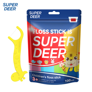 Fil dentaire pour enfants Superdeer, paquet de 100 pièces, 4 couleurs, manche en PLA écologique, fil en polyéthylène - Product Image 2