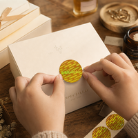 Autocollant holographique doré auto-adhésif, étiquette de sécurité anti-effraction ronde pour boîte d'emballage, impression personnalisée en gros