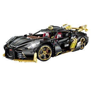 Guli 10631, Bloques de Construcción de Modelo de Auto Deportivo Bugatti, Más de 800 Piezas, Plástico, Color Negro y Dorado, con Función de Sonido - Product Image 1