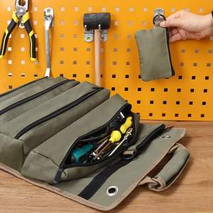 Free sample Custom Logo Canvas Multi-Purpose Wrench Roll up Bag <b>Tool</b> Organizer Hanging <b>Tool</b> Zipper Tote <b>Storage</b> Travel Pouch - Product Image 6