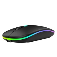 Ratón Inalámbrico Óptico LED RGB de 2.4G, Delgado y Portátil, Compatible con Mac, Laptop, Windows 2.0, ABS Recargable, 1600 DPI