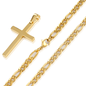 Collane con Ciondolo a Croce Cristiana e Catena da Uomo OUMI all'Ingrosso Placcate Oro 18K in Acciaio Inossidabile 316L - Product Image 5