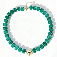 Kalung Manik Resin Pelangi Baru 2026 Liontin Hati Emas UV Buatan Tangan Boho Choker Manik Permen Warna-warni untuk Wanita Perhiasan Liburan