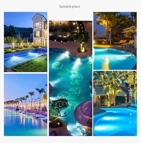 Nouvelle lumière de <span class=keywords><strong>piscine</strong></span> <span class=keywords><strong>tubulaire</strong></span> étanche IP68 RGB, lampe sous-marine DC12V-24V sans fil pour piscines/fontaines/décoration de jardin - Product Image 2