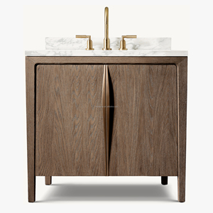 <span class=keywords><strong>Mobile</strong></span> <span class=keywords><strong>Bagno</strong></span> Artigianale Moderno in Rovere, Lavabo con Top in Marmo di Carrara a 2 Ante per Villa, <span class=keywords><strong>Mobile</strong></span> Lavabo Nordico, Essenziale per la Sala <span class=keywords><strong>Bagno</strong></span> - Product Image 3