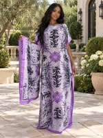 Gaun Panjang Ukuran Besar Bahan Polyester Ringan Model Kimono & Set Syal Kasual untuk Acara Formal Afrika, Cepat Kering
