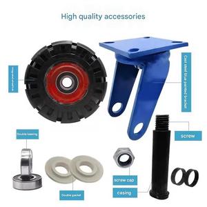 6/8/10/12 inch Heavy-duty swivel <b>wheels</b>, rubber <b>casters</b>, iron core <b>wheels</b>, 1-2 ton load capacity handcart <b>wheels</b> industry <b>caster</b> - Product Image 2