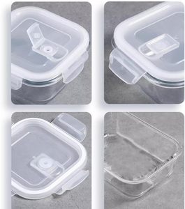 Boîte à lunch en verre écologique personnalisée avec couvercle à clipser, cuillères incluses, design classique, récipient alimentaire en verre sous vide, compatible micro-ondes pour - Product Image 4