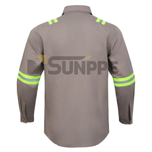 100% di cotone personalizzato Anti-statico ciao Vis Workwear manica lunga ritardante di fiamma nastro riflettente tuta Plus Size abbigliamento da lavoro - Product Image 5