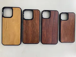 Wholesale Real Bamboo Wood +TPU Phone Case Anti Shock Fall Resistant Hard Mobile Phone Case Cover For Iphone 12 13 14 15 Pro Max