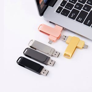 Top Quality High-speed Swivel Design 2-in-1 Otg <b>Usb</b> <b>Flash</b> <b>Drive</b> 64gb 32gb 16gb Metal Type-c <b>Usb</b> Stick for Smartphones <b>Usb</b> Memory - Product Image 2