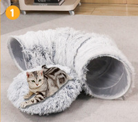 Lit tunnel pour chat en peluche PAIPET, pliable, nid interactif pour animaux de compagnie, jouet d'activité rond pour chats d'intérieur