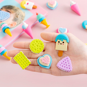 Dễ Thương Kawaii sáng tạo Biscuit hình nón bút chì tẩy học sinh phim hoạt hình kem thực phẩm chủ đề văn phòng phẩm cung cấp gói 4 - Product Image 4