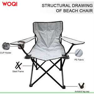 เก้าอี้พับพกพาสำหรับกิจกรรมกลางแจ้ง Woqi น้ำหนักเบา เหมาะสำหรับชายหาด พร้อมกระเป๋าสำหรับพกพา สำหรับการตั้งแคมป์และการเดินทาง สีเทา - Product Image 2
