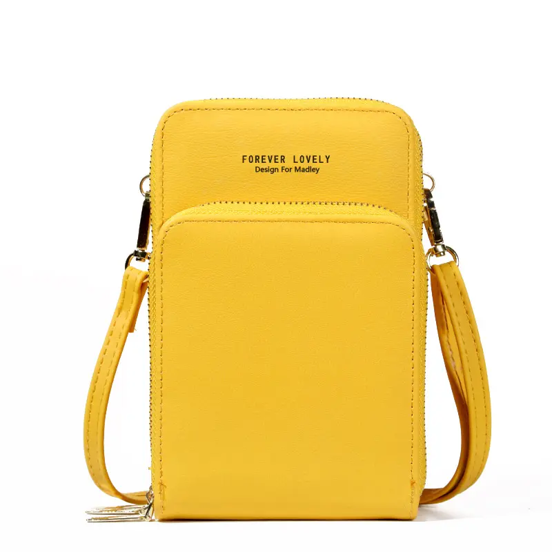 Women Solid color Cell Phone Purse Wallet Pouch Handbag Case Shoulder Bag women wallet leather Cell Phone Bag
