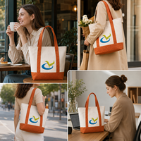 Ensemble de sacs fourre-tout en toile personnalisés brodés avec fermeture éclair, motif lettre, écologiques, avec logo de marque, pour cadeaux d'équipe de mariage et shopping