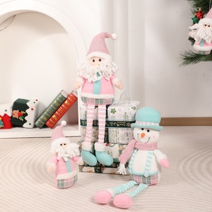 Décorations de Noël écologiques Poupées et jouets en forme de Bonhomme de neige, Renne, Élan, Grand-mère de Noël, avec vêtements roses et bleus, pour vitrine et décoration intérieure - Product Image 4