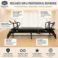 Megaree Équipement de Pilates Reformer Professionnel Classique pour Studio de Yoga, avec Cadre en Aluminium Noir