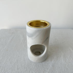 حجر ش للبيع بالجملة شمع كارارا أبيض طبيعي مزخرف بصهر الرخام حجر رخامي مع غطاء مطلي بالذهب - Product Image 3