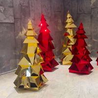 Figurine en acrylique dorée de haute qualité, miroir surdimensionné, renne, sapin de Noël pour les décorations commerciales de Noël