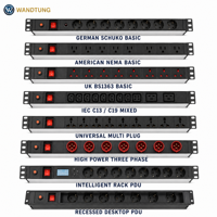 PDU de rack C13 C19 pour distribution électrique avec 6, 8, 10, 12 prises, interrupteur principal et options de câblage pour racks de serveurs