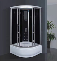 Cabine de douche d'hôtel moderne coulissante en ABS avec cadre en alliage d'aluminium, verre trempé étanche, finition brossée, hammam