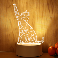 Lámparas LED 3D con Ilusión Óptica, Diseño Creativo de Dibujos Animados, Mini Lámpara LED Acrílica Moderna con Enchufe, Lámpara de Escritorio LED, Luz Nocturna para Dormitorio, ABS