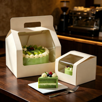 Boîtes à gâteaux personnalisées haut de gamme, recyclables, écologiques, jetables, avec poignée, 12x12x12