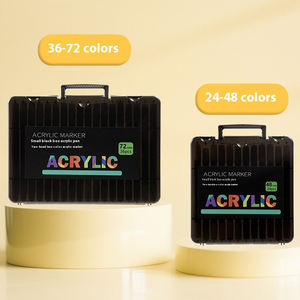 Marcadores acrílicos de caja negra pequeña para <span class=keywords><strong>Amazon</strong></span>, 72 colores, doble extremo, doble color, impermeable, punta suave, juego de plástico DIY - Product Image 1