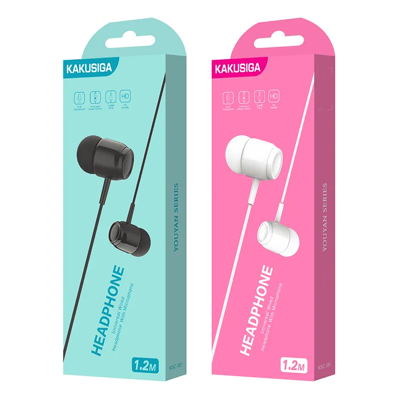 KAKUSIGA Cheap Wired earphone 3.5mm with mic for android 3.5 jack mobile phone in ear wired headphone