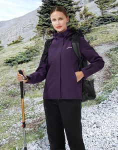 Veste de pluie pour <span class=keywords><strong>femme</strong></span> Pioneer Camp, veste imperméable à capuche, coupe-vent léger, manteaux de pluie pour la randonnée en plein air, les voyages - Product Image 3