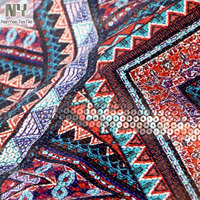 Tissu Nanyee Textile en gros, imprimé patchwork ethnique africain à motifs ondulés avec sequins