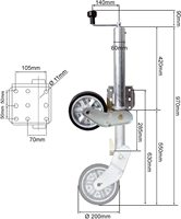 Nouvelle roue Jockey de 60 mm à pliage automatique pour remorque