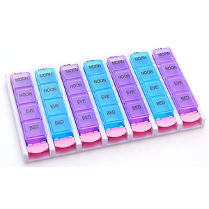 Promotion 28 Compartment Pill case Multicolor Pill Box Weekly Storage Organizer Movable Medicine Container