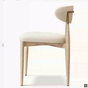 Kursi Makan lapisan kain Nordic Modern bingkai logam kulit PU kursi makan kedai kopi restoran kayu gaya Eropa - Product Image 4