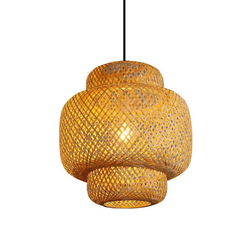 Handmade Natural Weaving Restaurant Lantern Pendant Celling Light Hanging Bamboo Lamp