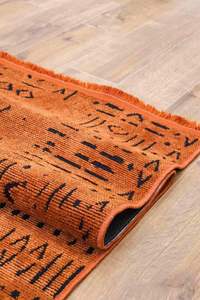 Alfombra Geométrica de Chenilla Mira Naranja Óxido, Ecológica, Apta para Mascotas, Lavable, Antideslizante, de Poliéster y Algodón, Moderna, de Pelo Corto para el Hogar - Product Image 3