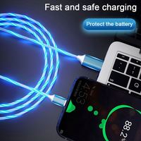 Câble LED lumineux 2A Câble de charge rapide Câble Micro USB Type-C Lumière de diffusion fluide LED pour iPhone Cordon de charge à 8 broches