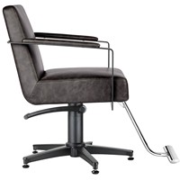 Fauteuil de coiffure vintage marron en PU avec accoudoirs, chaise de barbier pivotante hydraulique pour salon de coiffure, institut de beauté et spa