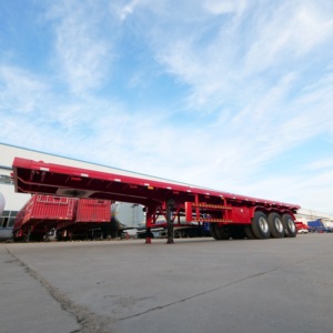 La Chine <span class=keywords><strong>3</strong></span>-Axle 13m 20FT 48FT Conteneur de cargaison à plat en acier semi-<span class=keywords><strong>remorque</strong></span> de <span class=keywords><strong>voiture</strong></span> à lit plat pour le transport - Product Image 4