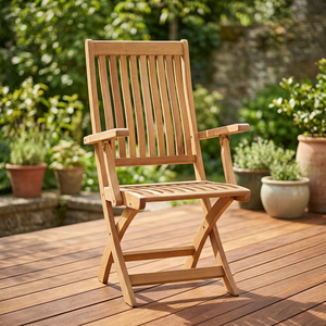 Chaise de jardin pliable en teck massif, durable et imperméable, écologique, empilable et portable - Product Image 2