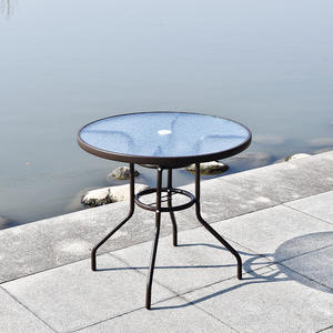 Mesa y Sillas Plegables para Exteriores, Mesa de Centro de Vidrio Templado, Mesa Redonda de Hierro Forjado Resistente al Agua - Product Image 3