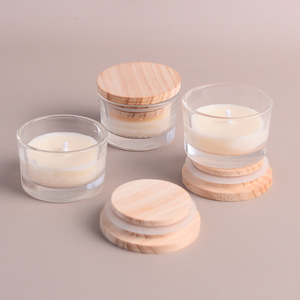 Bougie en verre transparent à basse température avec couvercle en bois, petite tasse ronde pour usage intérieur, idéale pour la Saint-Valentin - Product Image 2
