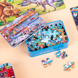Caja <span class=keywords><strong>de</strong></span> Hierro con 60 Piezas <span class=keywords><strong>de</strong></span> Juguetes Educativos para Niños, Recursos <span class=keywords><strong>de</strong></span> Aprendizaje para Jardín <span class=keywords><strong>de</strong></span> Infancia, Juguetes <span class=keywords><strong>de</strong></span> Madera con Dibujos Animados Montessori, Rompecabezas para Niños - Product Image 3