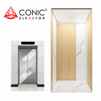 Ascenseur de passagers CONIC, cabine moderne, porte de palier à motif gravé pour bâtiment commercial, fourni par l'usine