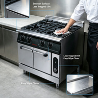 Cuisinière à gaz commerciale JUSTA à 4 brûleurs, base en acier inoxydable, 5000-10000W, gaz naturel/GPL, pour restaurant, restauration, cuisine