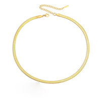 Collier plat en acier inoxydable 316L plaqué or 14k 18k PVD, étanche, avec logo personnalisé, motif chevrons, bijoux fins pour femmes