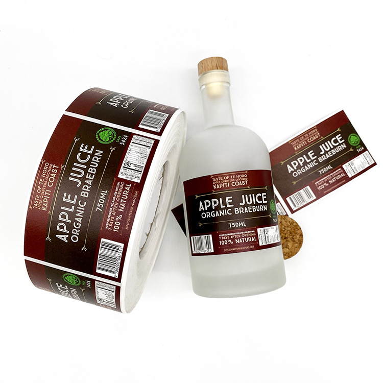 Custom Roll-Fed Beverage Bottle Labels Printing for Automatic Labeling Machines