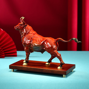 Figurine de bœuf en bronze Copper World, sculpture décorative faite à la main pour le bureau, cadeau du nouvel an chinois - Product Image 3