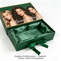 Boîtes à perruques en satin avec logo personnalisé, emballage cosmétique de luxe pour extensions de cheveux, boîtes de rangement personnalisées doublées de satin de soie